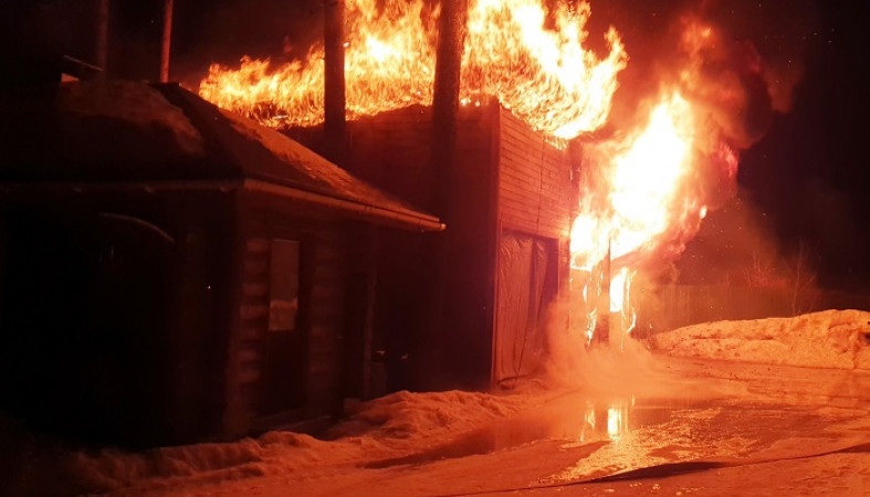 Опубликованы кадры с места мощного пожара в Карелии