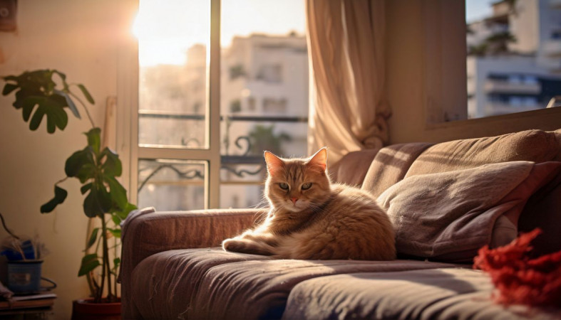кот на диване