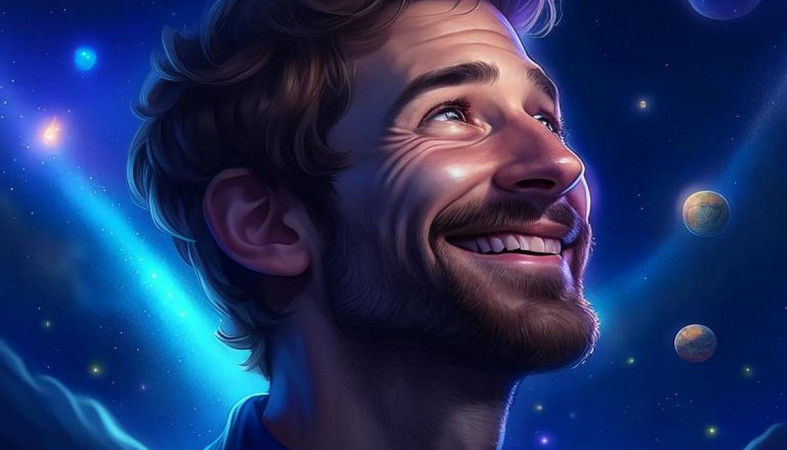 мужчина радуется