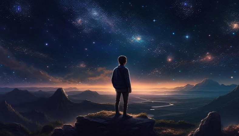 человек под звездным небом