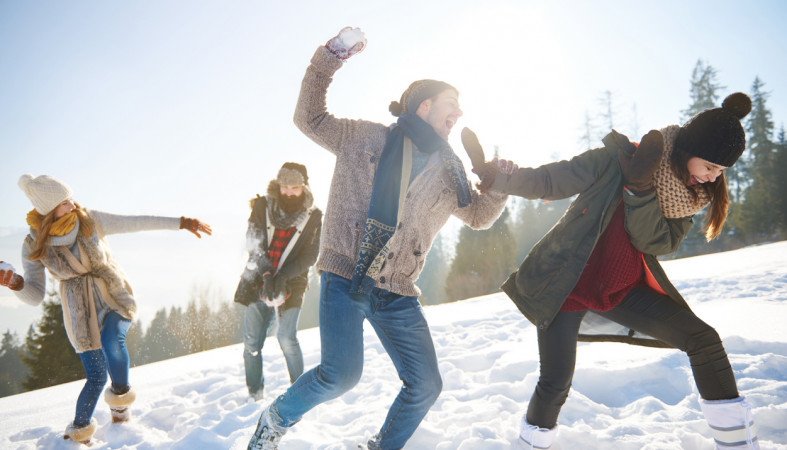 молодежь играет в снежки молодежь играет в снежки