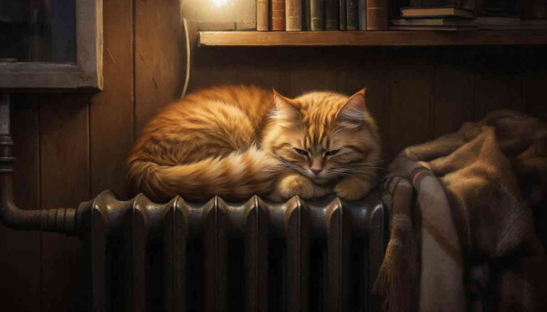 рыжий кот на батарее ии