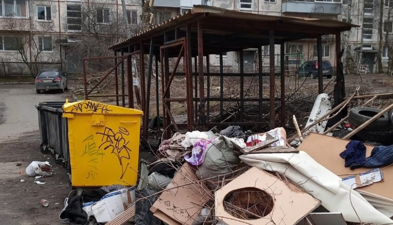 Петрозаводчане мучаются со сгоревшей мусорной площадкой