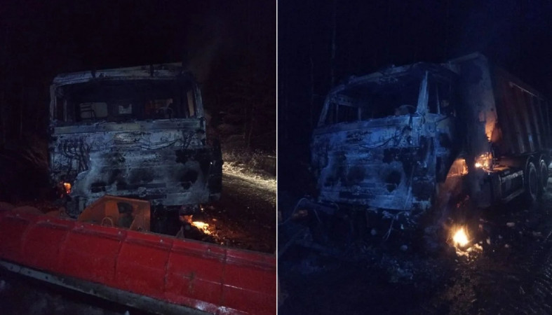 КамАЗ после пожара КамАЗ после пожара