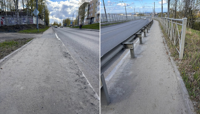 песок на тротуаре