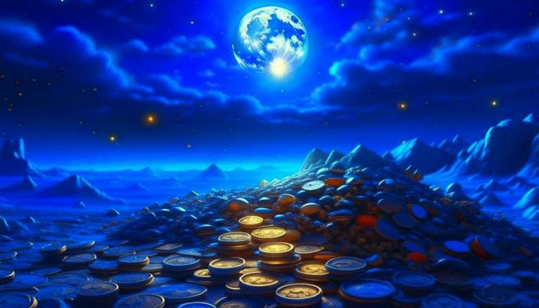 космос, поверхность планеты, усыпанная деньгами космос, поверхность планеты, усыпанная деньгами