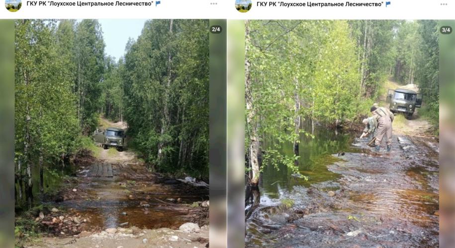 УАЗ, лесная дорога, река, плотина бобров и лесничие